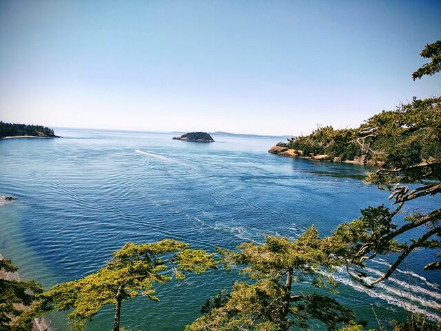 A view of Deception Pass as we were hiking down to the beach.