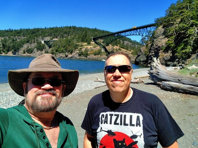 Shawn and I with the Deception Pass bridge behind us.