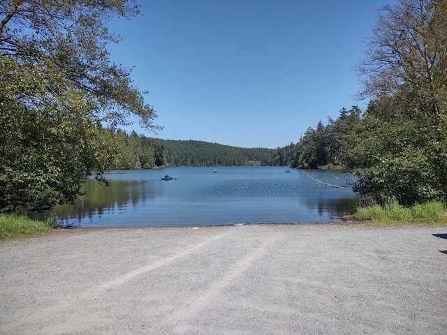 The parking lot at Pass Lake.