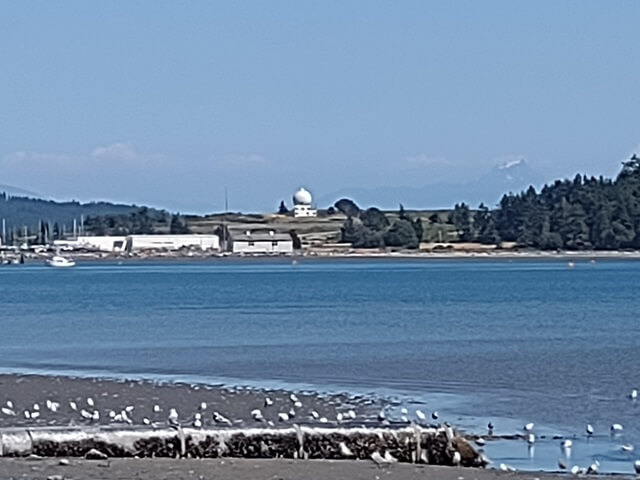 A radar station visible across Oak Harbor.