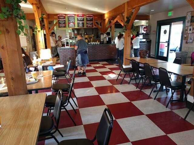 Inside the Pizza Factory in Coupeville, WA.