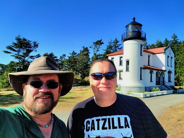 Shawn and I in front of the Admiralty Head Lighthouse at Fort Casey on Whidbey Island.