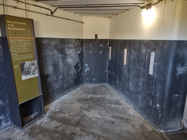 A display underneath Battery Worth at Fort Casey state park.