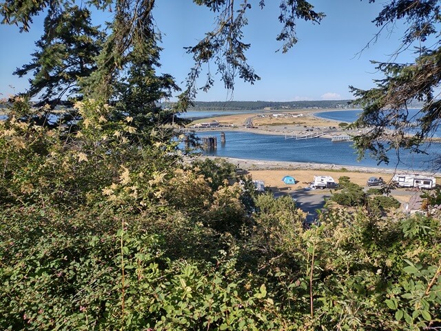 Looking down at the Fort Casey Campground.