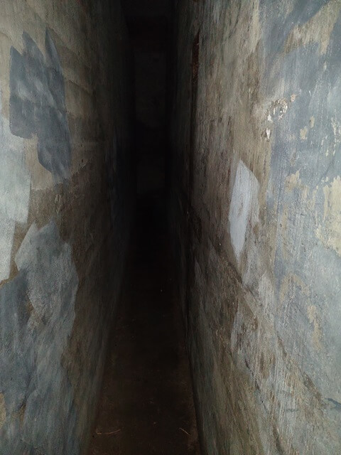 The space between rooms inside the switchboard room at Fort Casey state park.