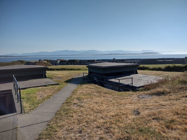 On top of the observation station area at Fort Casey state park.