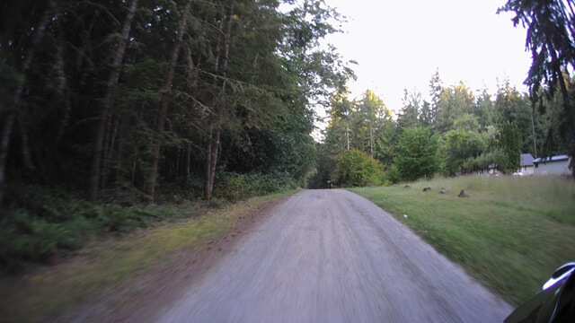 Riding down the gravel driveway as I was leaving the AirBnb.