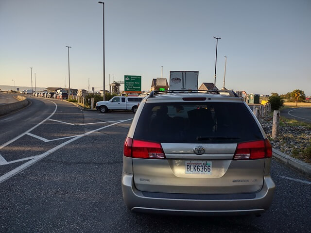 Getting in line at the ferry.