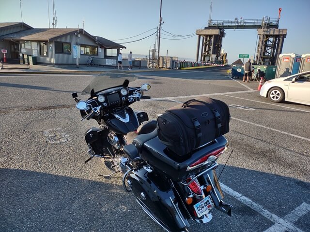 I was the first motorcycle in line for the first ferry of the day.