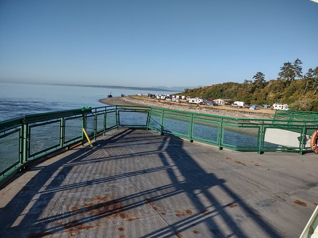 The front of the ferry as seen on the sun deck.