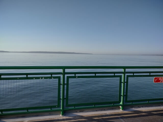 A view of Puget Sound from the ferry sun deck.