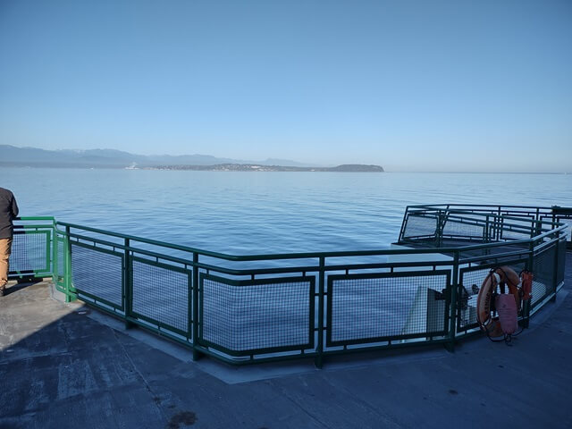 A view of Puget Sound from the ferry sun deck.