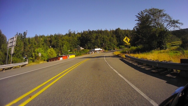 Riding west on highway 101 between Port Discovery, WA and Port Angeles, WA.