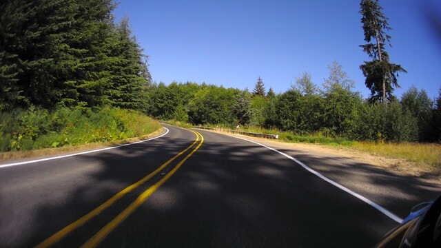 Riding the detour on highway 112 in northwest Washington state.