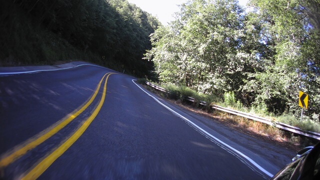 Riding the detour on highway 112 in northwest Washington state.