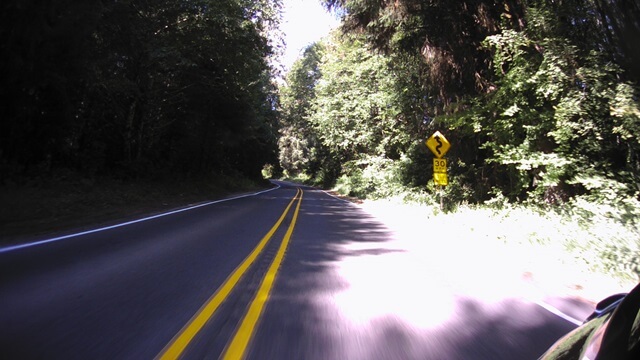 Riding the detour on highway 112 in northwest Washington state.