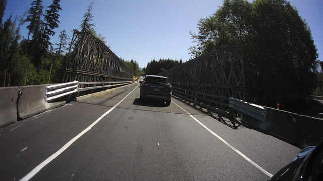 Bridge construction on highway 101 south of Forks, WA.