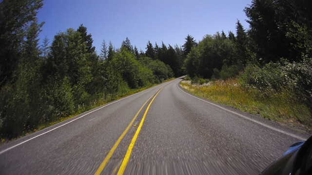 Riding on highway 101 in western Washington state.