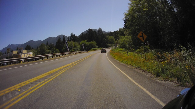 Riding on highway 101 in western Washington state.