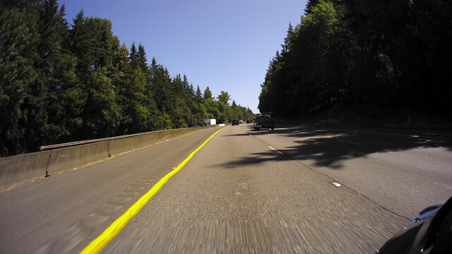 Riding south on I-5 between Grand Mound, WA and Vancouver, WA.