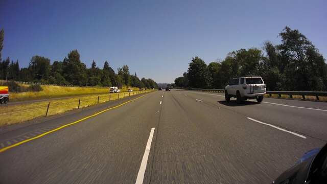 Riding south on I-5 between Grand Mound, WA and Vancouver, WA.