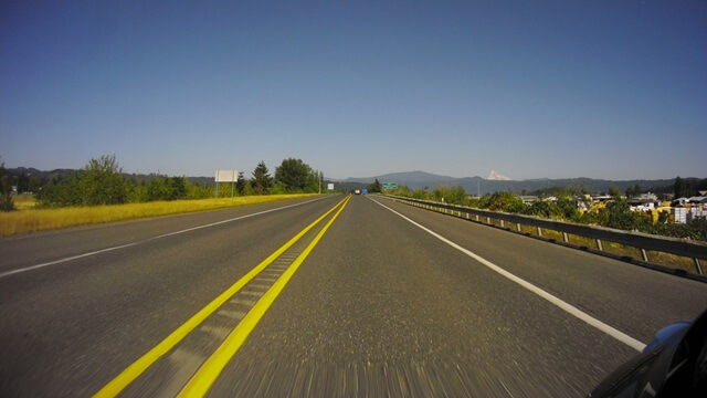 Riding the Columbia Gorge Scenic Byway in southwestern Washington state.