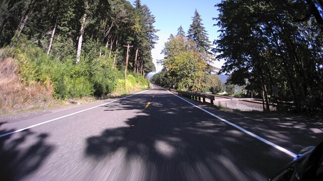 Riding the Columbia Gorge Scenic Byway in southwestern Washington state.