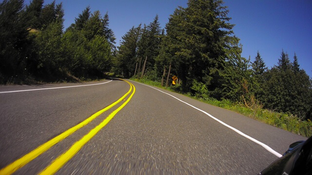 Riding the Columbia Gorge Scenic Byway in southwestern Washington state.