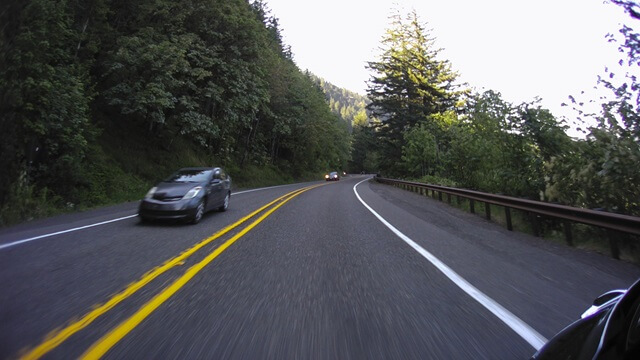 Riding the Columbia Gorge Scenic Byway in southwestern Washington state.