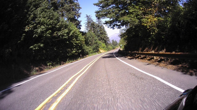 Riding the Columbia Gorge Scenic Byway in southwestern Washington state.