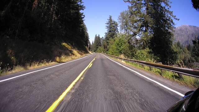 Riding the Columbia Gorge Scenic Byway in southwestern Washington state.