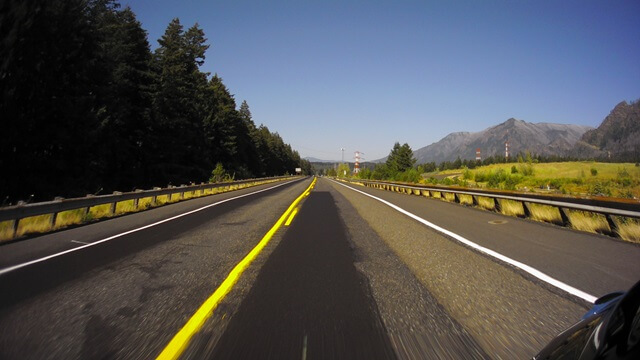 Riding the Columbia Gorge Scenic Byway in southwestern Washington state.