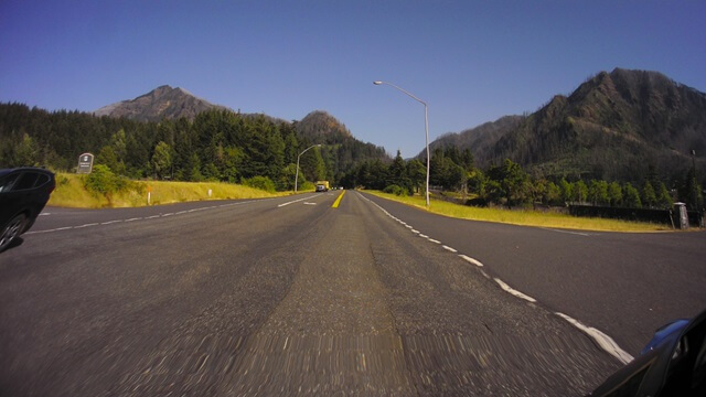 Riding the Columbia Gorge Scenic Byway in southwestern Washington state.