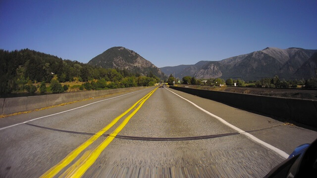 Riding the Columbia Gorge Scenic Byway in southwestern Washington state.