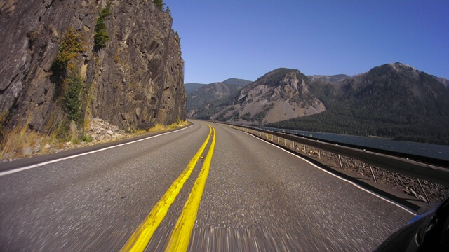 Riding the Columbia Gorge Scenic Byway in southwestern Washington state.