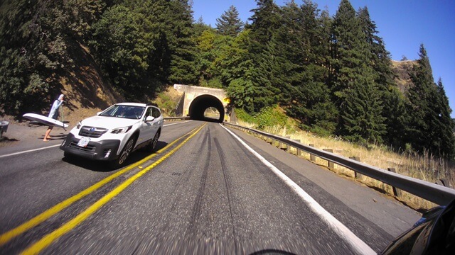 Riding the Columbia Gorge Scenic Byway in southwestern Washington state.