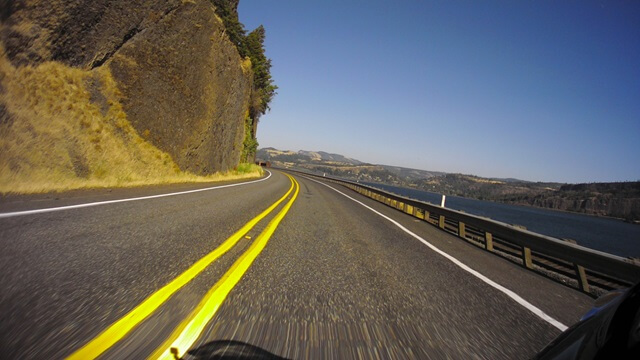 Riding the Columbia Gorge Scenic Byway in southwestern Washington state.