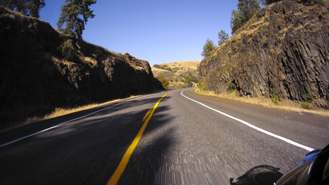 Riding the Columbia Gorge Scenic Byway in southwestern Washington state.