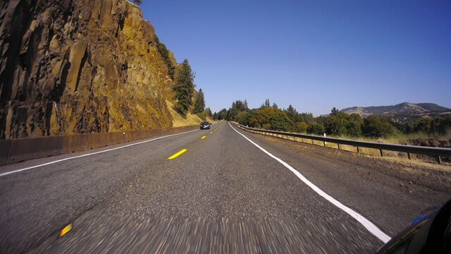 Riding the Columbia Gorge Scenic Byway in southwestern Washington state.