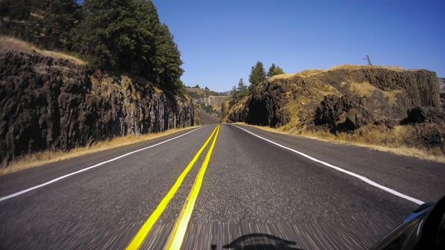 Riding the Columbia Gorge Scenic Byway in southwestern Washington state.