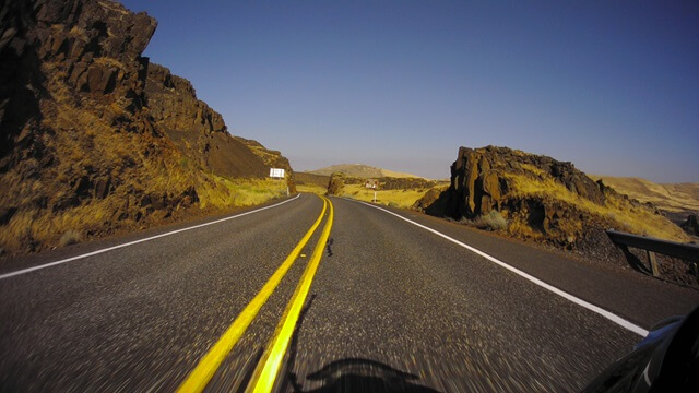 Riding the Columbia Gorge Scenic Byway in southwestern Washington state.