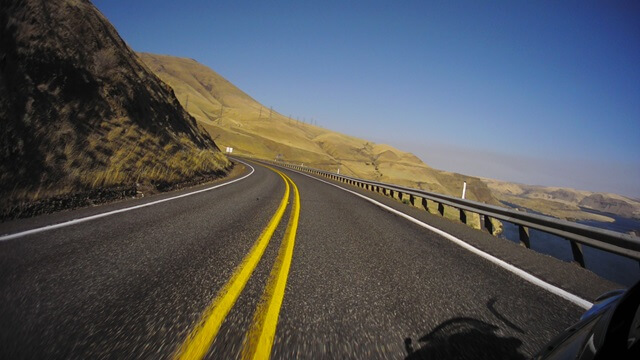 Riding the Columbia Gorge Scenic Byway in southwestern Washington state.