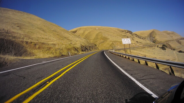 Riding the Columbia Gorge Scenic Byway in southwestern Washington state.