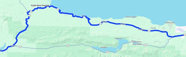 The detour off of highway 101 in northwestern Washington state.