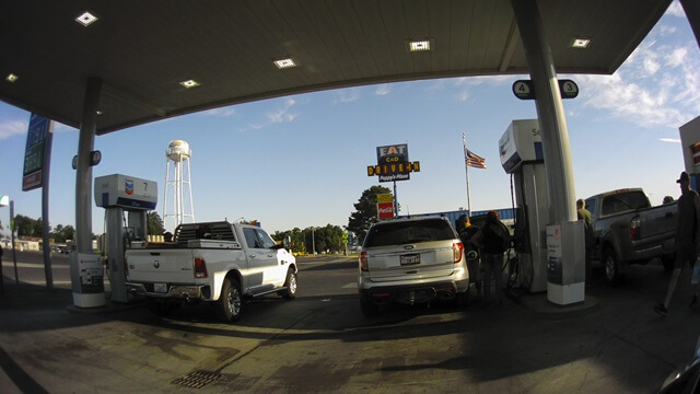 Stopping for gas across the street because I didn't fill up the night before.