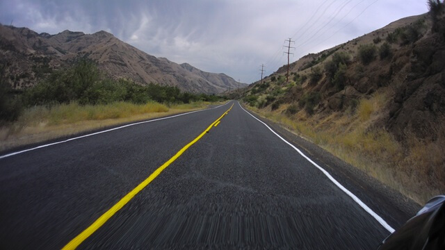 Riding on the Hell's Canyon Road between Oxbow, OR and Cambridge, ID.