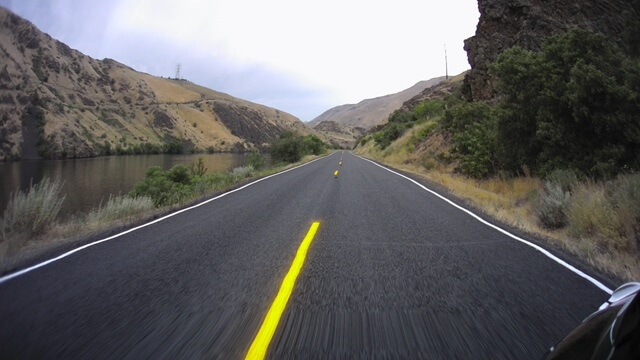 Riding on the Hell's Canyon Road between Oxbow, OR and Cambridge, ID.