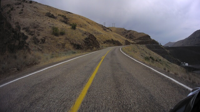 Riding on the Hell's Canyon Road between Oxbow, OR and Cambridge, ID.