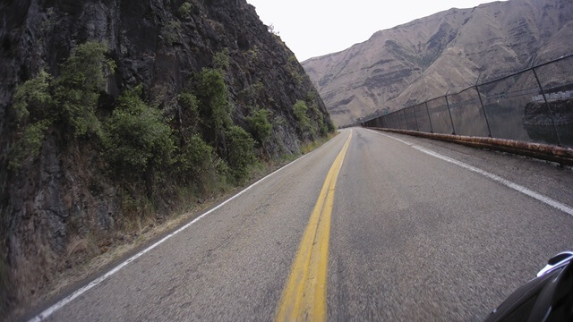 Riding on the Hell's Canyon Road between Oxbow, OR and Cambridge, ID.