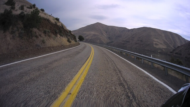 Riding on the Hell's Canyon Road between Oxbow, OR and Cambridge, ID.